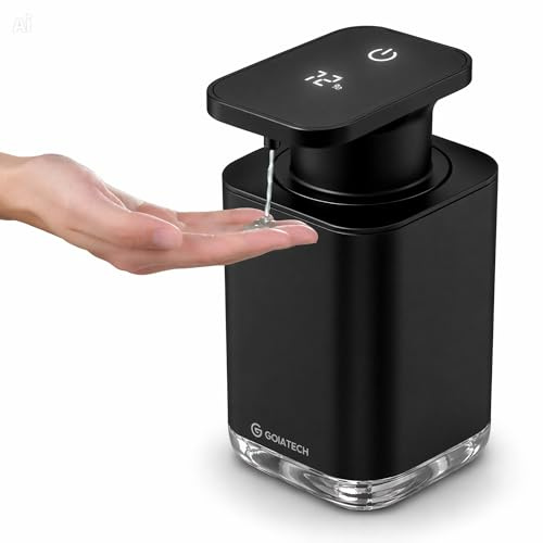 Automatic Soap Dispenser with Digital Display, Touchless Sensor, USB-C Rechargeable, No Drip Pump, 3-Level Adjustable, IPX5 Waterproof, 450ml Capacity – Modern Bathroom & Kitchen Countertop
