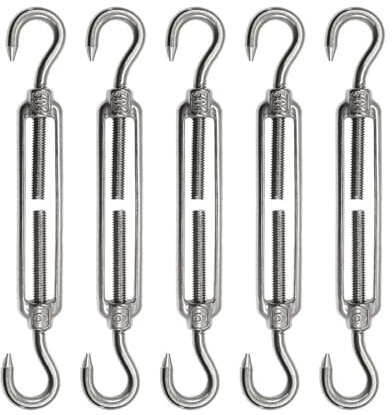 Spannschloss 304 Edelstahl Haken M6 Spannschlösser Verstellbare Drahtseilspanner 5 Stück Drahtspanner