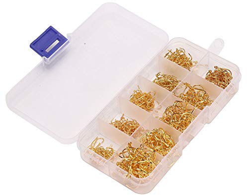 MechKit Anzuelos de Pesca Juego de anzuelos de Acero con Alto Contenido de Carbono, anzuelos Circulares de púas Afilados para Agua Salada, Carpa de Agua Dulce, Perca, Negro, (El Tubo Dorado Paga 500