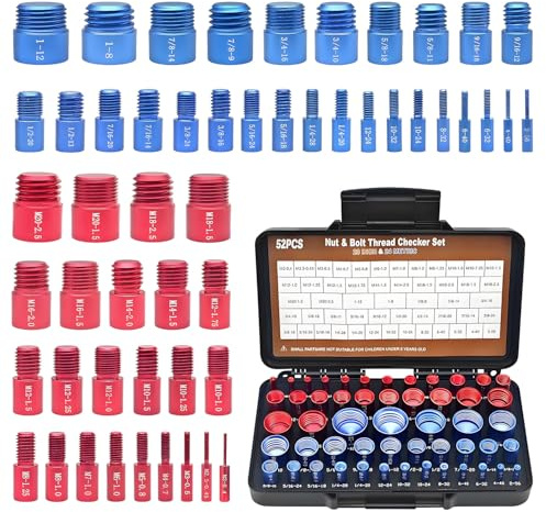 Juego de medidores de rosca de precisión, 52 piezas, criterios estándar, inspección de tornillos, caja compacta permanente, juego de comprobador de rosca, medidores métricos para tornillos y