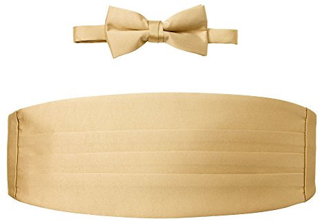 Spring Notion Men's Cummerbund and Bow Tie Set Antique Gold