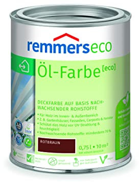 Remmers Öl-Farbe [eco] rotbraun, 0,75 Liter, Öko Farbe für Holz innen und außen, mit 3fach Schutz, nachhaltig, umweltfreundlich