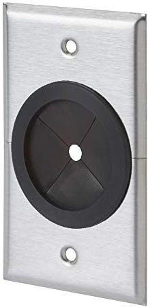 SEMTRON Cable Pass Through Rubber Grommet Wall Plate | Universal Grommet, 1 Gang, Split | Stainless Steel | Made in USA