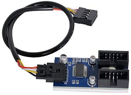 xiwai Motherboard 9pin USB 2.0 Header 1 to 2 Female Extension Cable HUB Connector Adapter Port Multilier