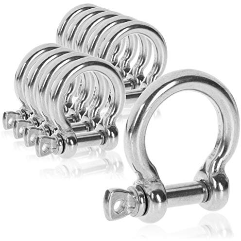 COM-FOUR® 10x grilli tondi - moschettoni piccoli con chiusura a vite - grilli curvi con golfari - acciaio inossidabile 304-4,5 x 30 mm (10 pezzi - 4,5 x 30 mm - forma a O)