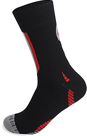 Qinlov Calzino impermeabile,100% Impermeabili per Uomo Donna Calze Sportivi Calzini da Trekking Calzini Lavoro Cotone Traspirante (Nero, EU 43-46, l)