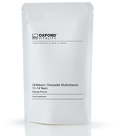 Children's Chewable Multivitamin 11-14 Years | Natural Orange Flavour | Immune, Energy & Cognitive Support | Gelatine-Free & Vegetarian | Oxford Vitality (120 Tablets)