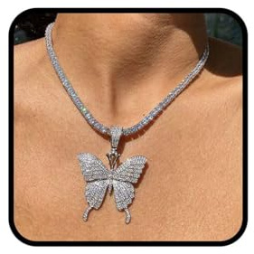 Ushiny Strass Choker Halskette Butterfly Bow Halsketten Funkelnde Quaste Halskette Schmuck Zubehör für Frauen und Mädchen