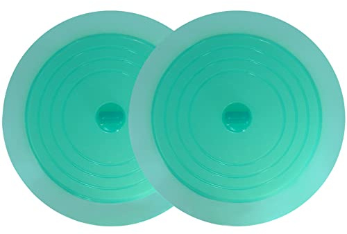 V-TOP Tub Stopper 2 Pack, 6 inches Large Silicone Drain Plug Hair Stopper Flat Suction Cover for Kitchen Bathroom Gadgets and Accessories (Green Transparent)
