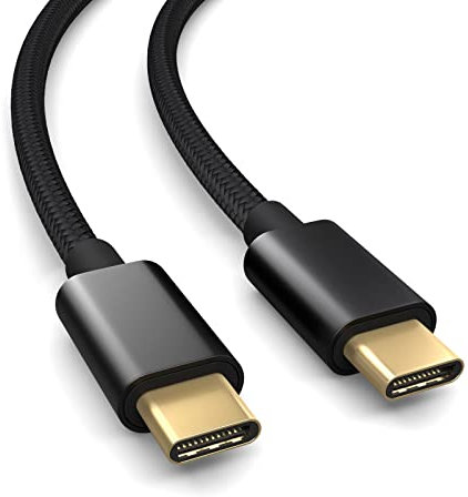 PAXO 0,3m USB C auf USB C Kabel, 10 Gbps Datenübertragung, USB 3.2 Gen2x1, USB Typ C Ladekabel und Datenkabel, schwarz