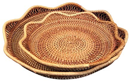 Lotusform Rattan Obstkörbe Obstschale natürlich gewebte Brotkorb Brotschale Bandeja de mimbre, bandeja de mimbre tejida a mano, Frutero de frutas y pan, frutero para servir comida
