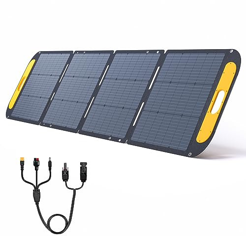 VTOMAN VS200 Pro tragbares Solarpanel 200W 43.2V, 25% Effizienz, faltbares Solarpanel mit IP67 wasserdicht und Anderson XT60 XT90 DC5521-Adaptern und verstellbaren Ständern