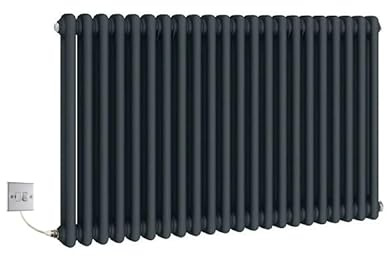 Manissa Electric Anthracite Traditional Column Radiator with PTC Element Old Cast Iron Type School Radiator + 7 Day Timer/Thermostat (2 Column 600mm H x 1164mm W)