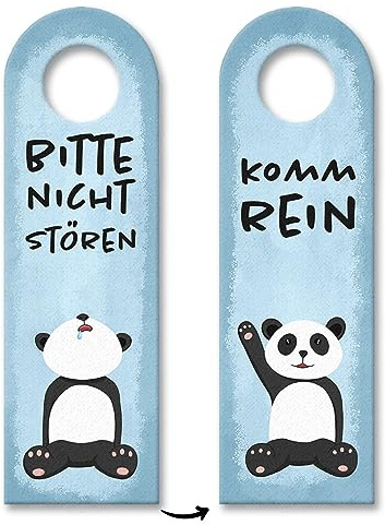 Bitte nicht stören Türhänger 3er Set aus Filz mit niedlichem Panda witziger Türanhänger mit Pandabär für Kinder und Junggebliebene Pandafans für das Kinderzimmer