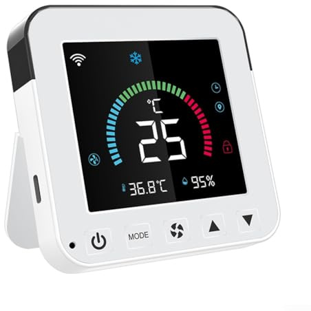 Termostato inteligente, Tuya Termostato inteligente WiFi, control de temperatura infrarroja, sensor de humedad, termostato de pantalla táctil LCD