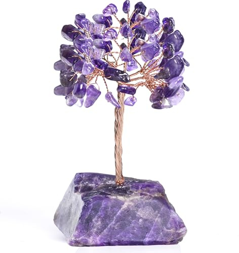 Ytbeoxk Amethyst Crystal Tree of Life,Money Tree Decorations,Crystals and Healing Stones,Reiki Positive Energy Gemstones,Purple Room Office Desk Feng Shui Decor Meditation Gifts for Women