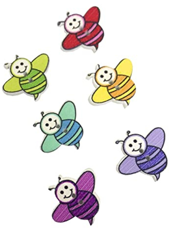 SHINEOFI 50 Pezzi Bottoni in Legno Colorati Motivo Api per Cucito e Scrapbooking Decorativi in Colore Assortito per Progetti Fai da Te Colore Casuale