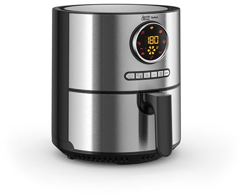 Jamie Oliver by Tefal Ultra Fry Heißluftfritteuse, 1630 W, XL-Kapazität (4,2 L), Temperatureinstellung von 80 °C bis 200 °C, Touchdisplay, 8 Auto-Programme, Edelstahl, EY11JD10