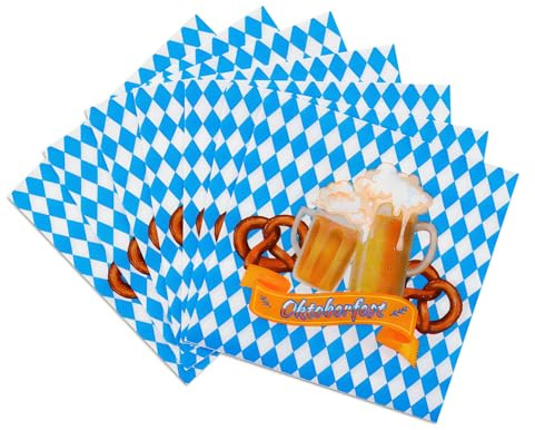 Oktoberfest servietten blau weiß, 40pcs bayrisch, deko accessoires für party