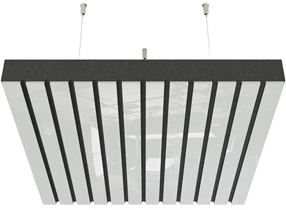 Lot de 2 panneaux acoustiques montés au plafond avec kit de montage | Panneaux insonorisants et diffusants | Réduction d'écho | Traitement acoustique | Couleur : (Plastique blanc brillant, SLATO)