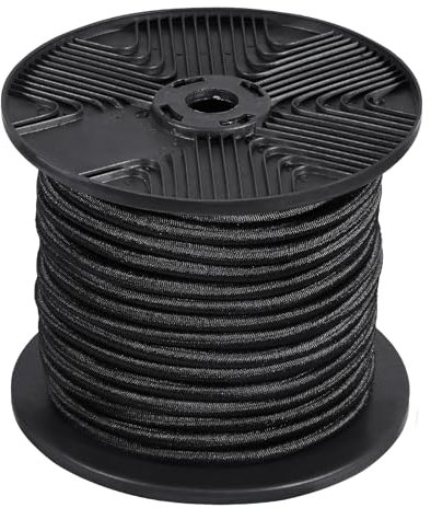 VEVOR Corda Elastica, Diametro della Corda da 6 mm Cinghie Elastiche Resistenti, Bobina 36 m, Corda Elastica Carico Massimo di 24 kg per Carichi, Teloni, Campeggio, Ponte per kayak, Artigianato, Nero