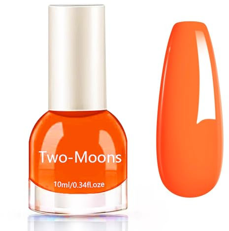 Orange Nail Polish - Bright Orange Nail Varnish Quick Dry - Neon Breathable Nail Polish - Oil Based Formula Long Lasting Autumn Nail Varnish,No UV Needed