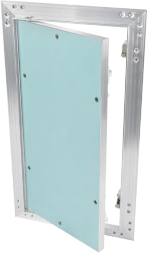 Vent Systems Revisionsklappe Trockenbau 20x40 cm mit 1.25 cm Wasserdicht Gipskarton - Wand, Decke Push-Click Aluminium Rigips Revisionstür - Innen Sanitär - Befliesbar Wartungsklappe, Serviceklappe