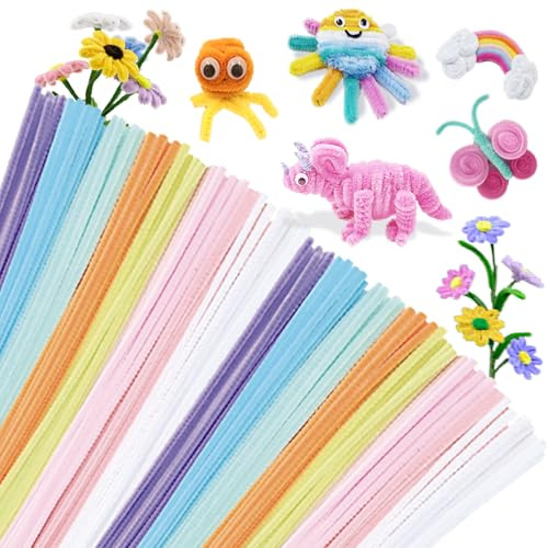 400 Stück Pfeifenputzer zum Basteln, 8 Macaron Farbe Blumenstrauß Pfeifenreiniger Set, Chenille-Stiele Bunt für DIY Tulpen, Lilien, Chenilledraht 30.5CM für Muttertagsgeschenk, Christmas Deko