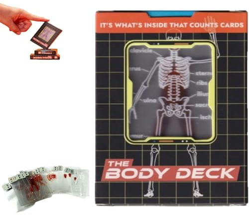 The Body Deck, carte da gioco con scheletro e anatomia umana, ideali per studenti, educatori e collezionisti, mazzi di carte trasparenti