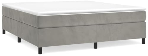 Eleganz Boxspringbett 160x200 cm mit Matratze in Hellgrau – Modernes Samtstoff Design für Schlafzimmer, Komfort & Stauraum Lösung