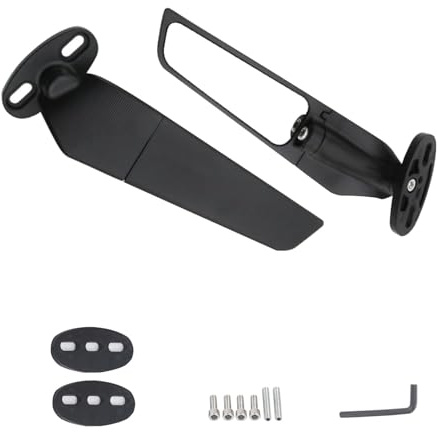 Motorcycle Rear View Mirrors Set 360° Adjustable Rotating Stealth Wind Wing Side Mirrors Flat Motorbike Mirrors Compatible with Nin-ja 300/400/650/ZX6R/ZX10R