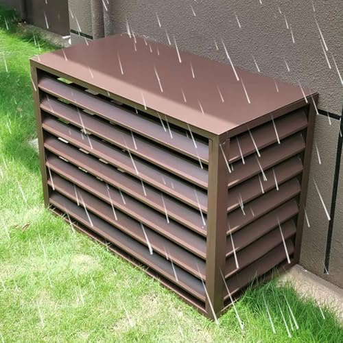 Bâche de clôture robuste en aluminium pour climatiseur – Antivol toutes saisons, réduction du bruit, solution de rangement de jardin (marron, 100 cm)