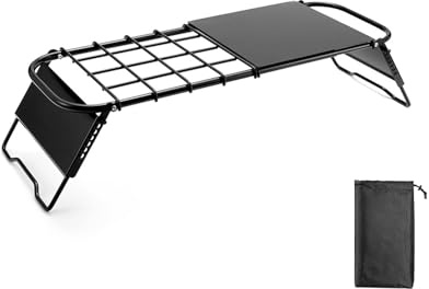 Kuuleyn Portable Stainless Steel Camping Grill Grate and Camp Grill Griddle, Folding Grill, Adjustable Height and Length Portable Bbq Stand for Camping (Folding Table)