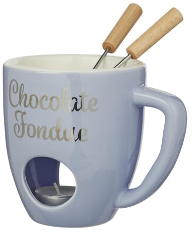 BUTLERS Schokofondue Tasse 200ml Teelichthalter, Schokoladenfondue 2 Personen Fondue-Set Porzellan -CHOCOLATE FONDUE Tasse zum Schokolade Schmelzen Weihnachten Mini Schokobrunnen Tasse für Teelicht