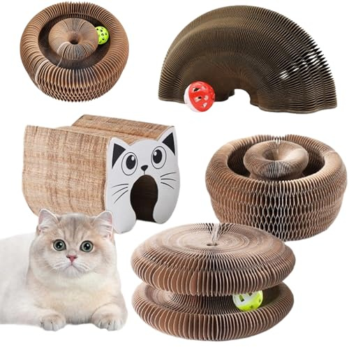 Kitty Spin Modulär interaktiv kattklo leksak, vikbar med tingelboll - 3-i-1 anti-stress-tunnel som stimulerar jaktinstinkt och skyddar möbler (huvud)
