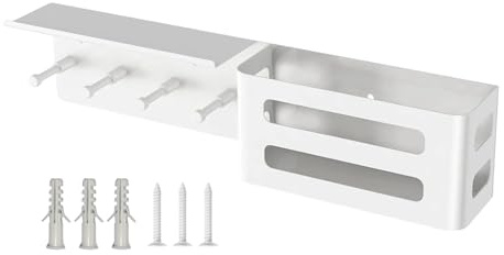 Portachiavi Da Parete | Con Mensola 4 Ganci Design Moderno - Gancio per Chiavi con Supporto Decorativo da Parete | Per Posta Lettere Decorazione Casa Soggiorno Camera Da Appartamento Corridoio Porta D