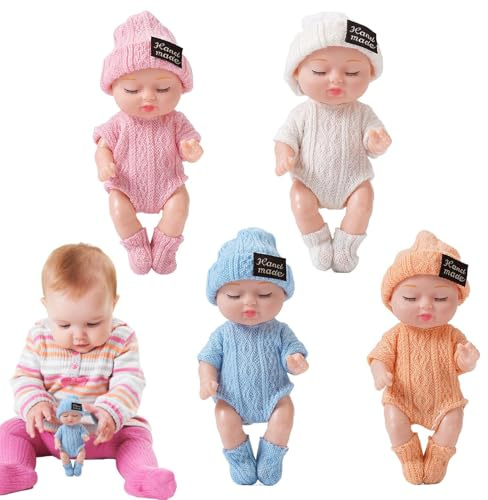 Babypuppen Set Kleinkinder 1–3 Jahre - 4 Stück Reborn Babypuppen | Realistische Mini Puppen | Wiedergeborenes Design Spielzeug | Rollenspiel Sammlung for Mädchen Kinder
