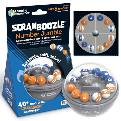 Learning Resources Scramboozle Number Jumble - 3D Brain Teasers for Kids and Adults, Puzzles for Teens, Critical Thinking and Problem Solving Game, Travel Toy, Fidget Toys, Gifts for Boys and Girls