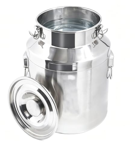 5L 8L 9L 10L 14L 28L Lechera Acero Inoxidable Grado Alimenticio Bidón Sellado con Asa para Transporte de Leche Barril Hermético Sin Olores(No Spigot,9L/2.38Gal)