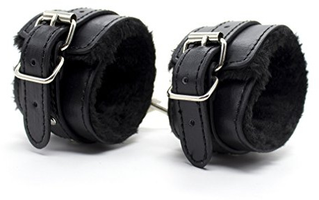 Boowhol Plüsch Leder Handschellen Fußschellen Erotik Handschellen BDSM Sex Bondage (Schwarz, Hand)