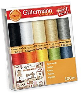 Gütermann Nähfaden-Set Baumwolle C Ne 50 Basic-Farben 100 m 10 Stück