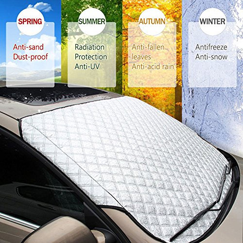 WeFine Heavy Duty Windscreen Protector - Frost, Snow, Ice, Sun, UV, Dust, Water Resistant - Perfect Fit for Cars & SUVs (145x100cm)