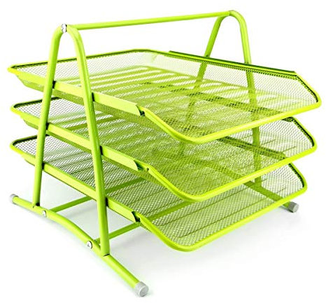 Leviatan Ablage Schubladen für Dokumente 3 Schubfächer Briefablage Organizer Mesh Limonenfarben