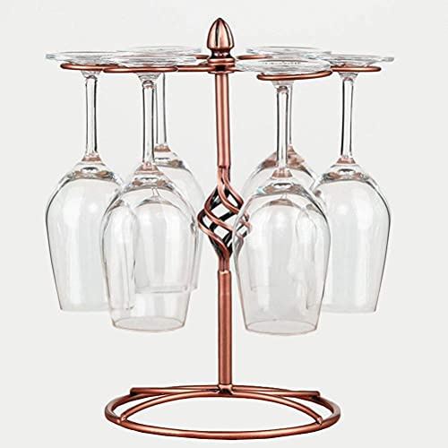 QPIX DIGITAL Wine Glass Rack, Bronze, Elegant Countertop Stemware Storage with 6 Hooks, Easy Assembly, Durable, 11W x 11L x 6H