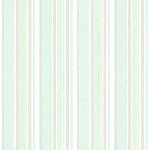 Papier peint rayures Papier peint enfant Papier peint intissé Gris Vert Blanc 358491 SP04374 | Papier excellent rapport qualité/prix