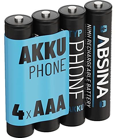 ABSINA 4x Batterie per cordless Gigaset 800 mAh - AAA batterie cordless NiMH da 1,2V - Batteria Gigaset A400 A415 AS40 A510 AS69 C430 C530HX CL660HX E560 E290A