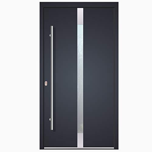 Welthaus WH75 - Porta in alluminio LA 128, 1100 x 2100 mm, DIN sinistra, antracite esterno, bianco interno, manico BGR140, stampante M45