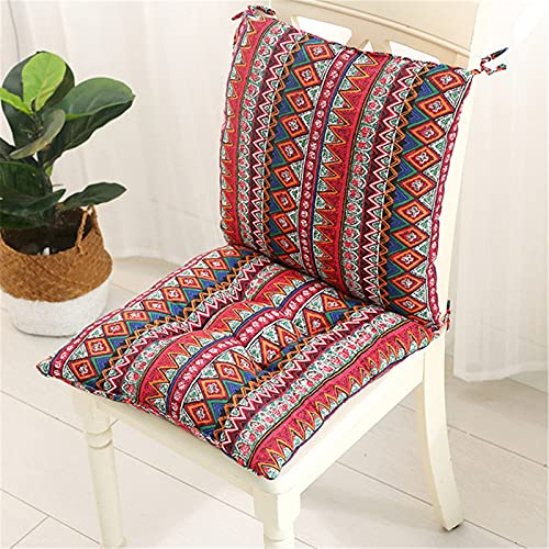 SWECOMZE 1 Satz Stuhlkissen mit Rückenteil Sitz, Rückenkissen mit Bänder, Niedriglehner Auflage Polsterauflage Gartenstuhl (45 x 45 cm,Style N)