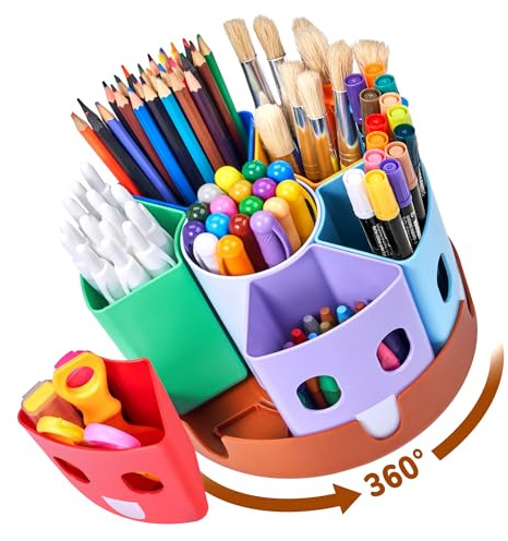 Gamenote Porte-Stylo Rotatif Organisateur de Bureau - Conteneur de Rangement et de Stockage pour Enfants, Plateau Rotatif pour Fournitures de Bureau Fournitures Scolaires Artisanat (Petit)