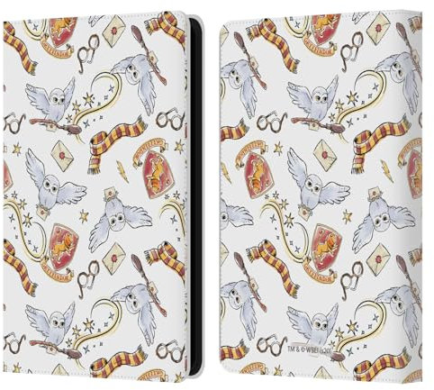 Head Case Designs Offizielle Harry Potter Hedwig Owl Muster Deathly Hallows XIII Leder-Wallet-Hülle Kompatibel mit Kindle Paperwhite 5 (2021)